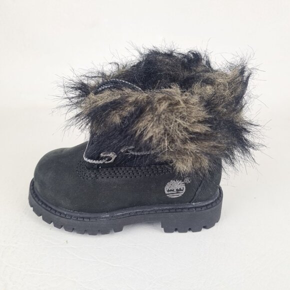 Timberland Roll Top Snorkel Toddler's Boots Black Nubuck - Picture 2 of 9